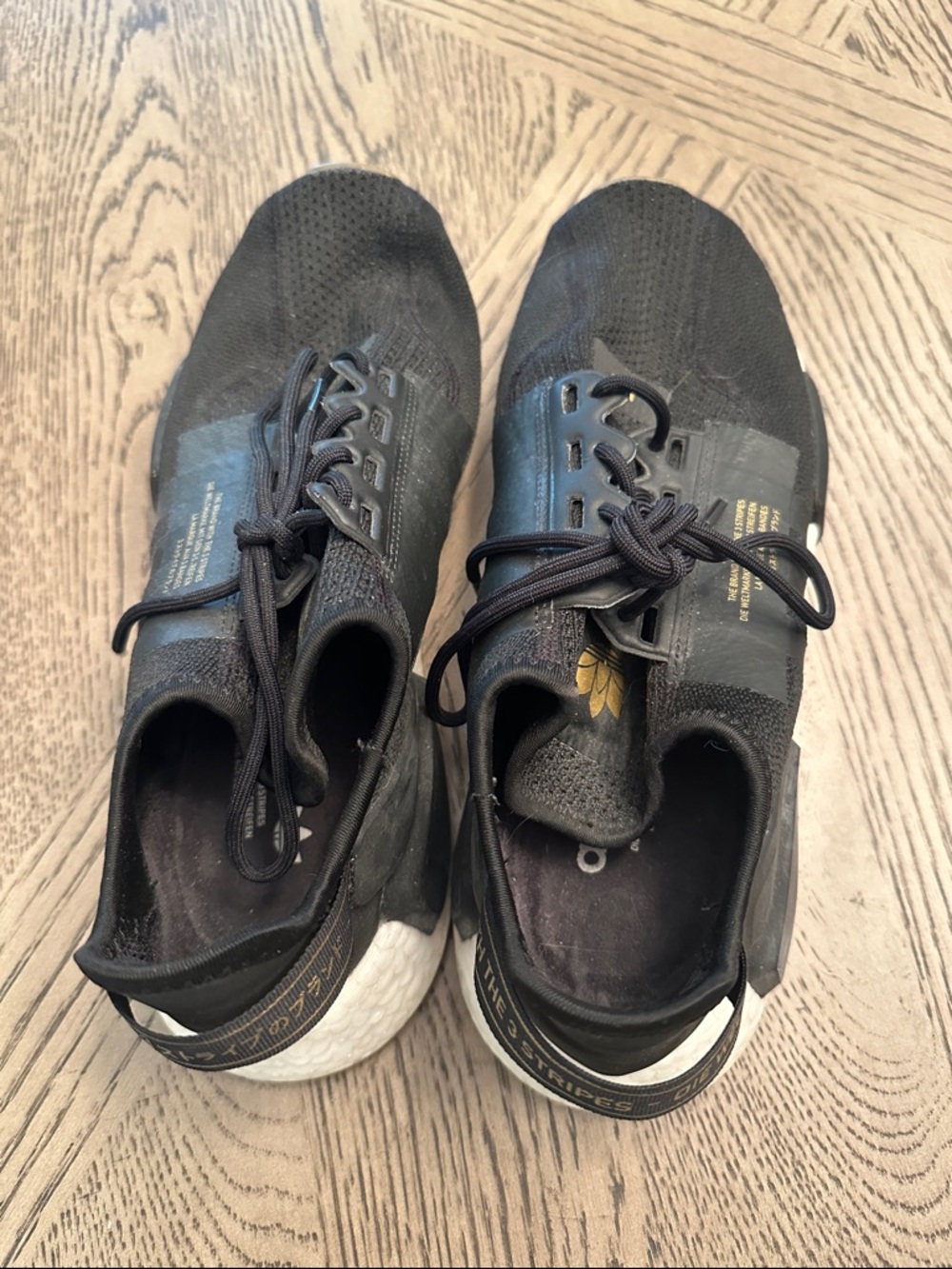 adidas Black Knit Sneakers with White Boost Sole